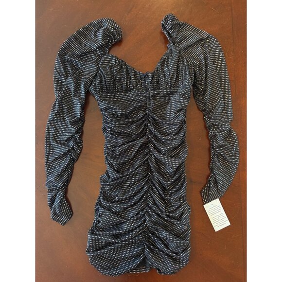 For Love & Lemons × Victoria’s Secret Glitter Ruched Mini Dress Black Medium NWT - Picture 4 of 15